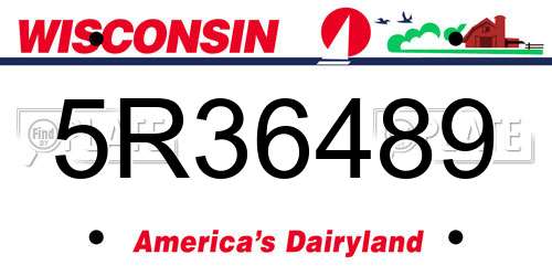 5R36489 Wisconsin License Plate