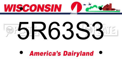 5R63S3 Wisconsin License Plate