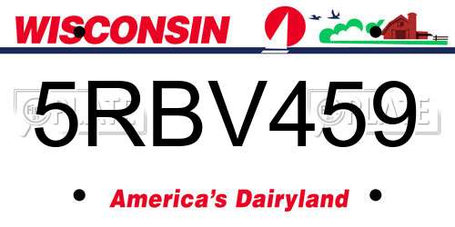 5RBV459 Wisconsin License Plate