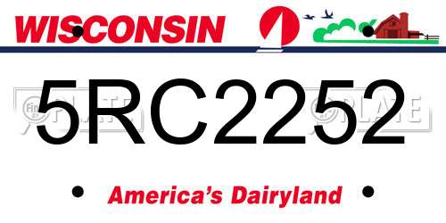 5RC2252 Wisconsin License Plate
