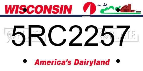 5RC2257 Wisconsin License Plate