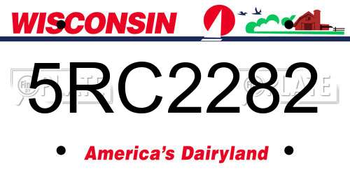 5RC2282 Wisconsin License Plate