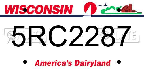 5RC2287 Wisconsin License Plate