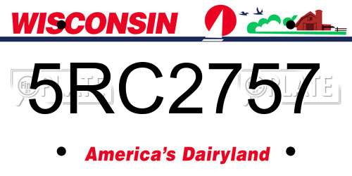5RC2757 Wisconsin License Plate