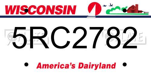 5RC2782 Wisconsin License Plate