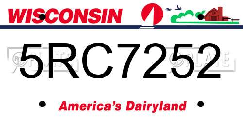 5RC7252 Wisconsin License Plate
