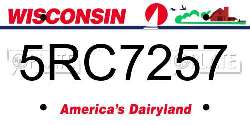 5RC7257 Wisconsin License Plate