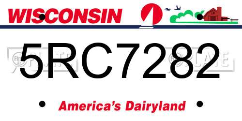 5RC7282 Wisconsin License Plate