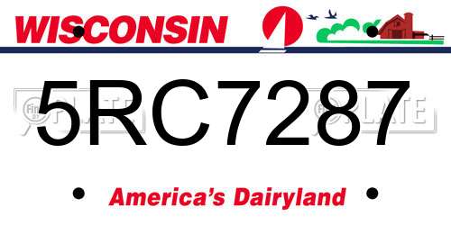 5RC7287 Wisconsin License Plate