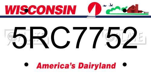 5RC7752 Wisconsin License Plate