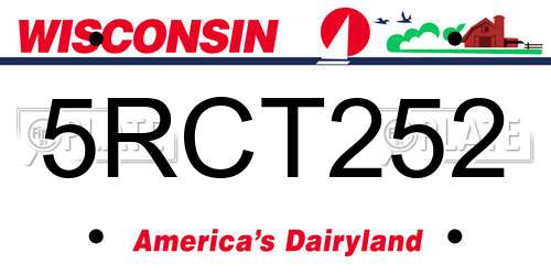 5RCT252 Wisconsin License Plate