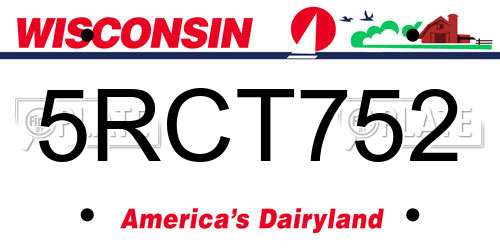 5RCT752 Wisconsin License Plate