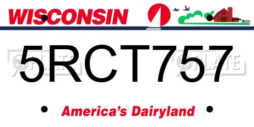 5RCT757 Wisconsin License Plate