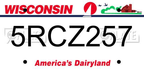 5RCZ257 Wisconsin License Plate