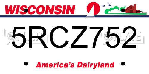 5RCZ752 Wisconsin License Plate
