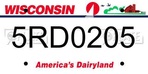 5RD0205 Wisconsin License Plate