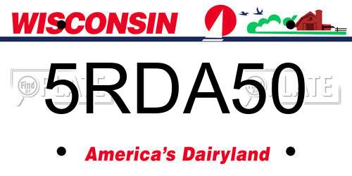 5RDA50 Wisconsin License Plate