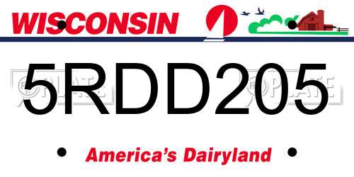 5RDD205 Wisconsin License Plate