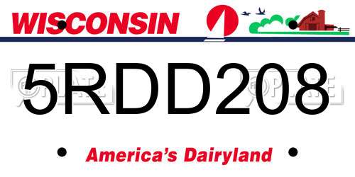5RDD208 Wisconsin License Plate