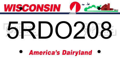 5RDO208 Wisconsin License Plate
