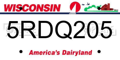 5RDQ205 Wisconsin License Plate