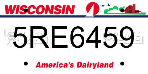5RE6459 Wisconsin License Plate