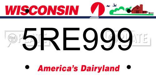 5RE999 Wisconsin License Plate