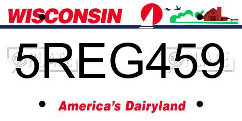 5REG459 Wisconsin License Plate
