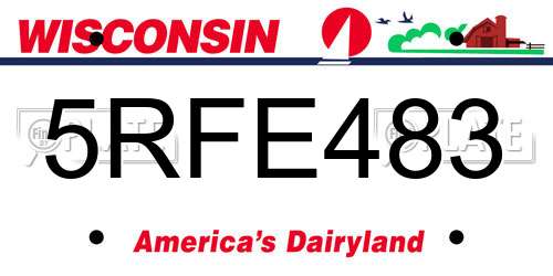 5RFE483 Wisconsin License Plate