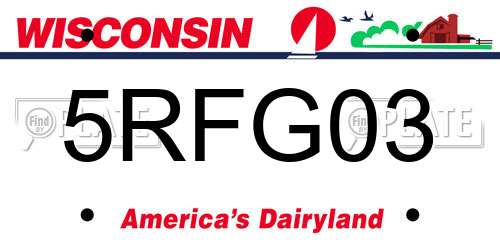 5RFG03 Wisconsin License Plate