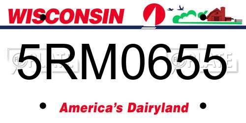 5RM0655 Wisconsin License Plate