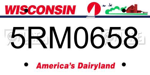 5RM0658 Wisconsin License Plate