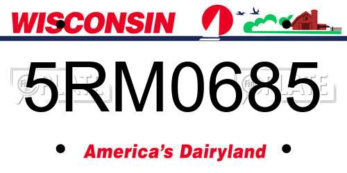5RM0685 Wisconsin License Plate