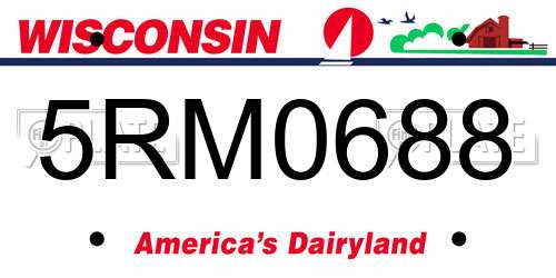 5RM0688 Wisconsin License Plate