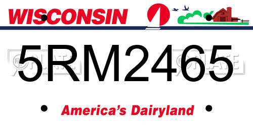 5RM2465 Wisconsin License Plate