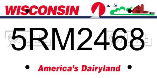 5RM2468 Wisconsin License Plate