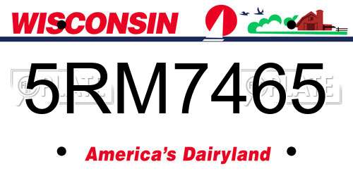 5RM7465 Wisconsin License Plate