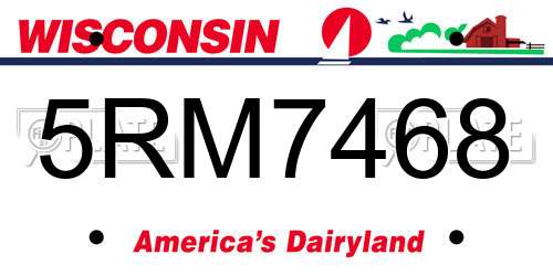 5RM7468 Wisconsin License Plate