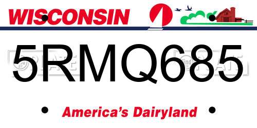 5RMQ685 Wisconsin License Plate