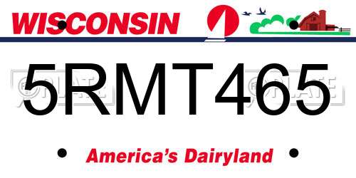 5RMT465 Wisconsin License Plate