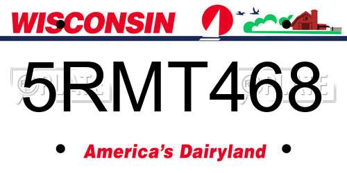 5RMT468 Wisconsin License Plate