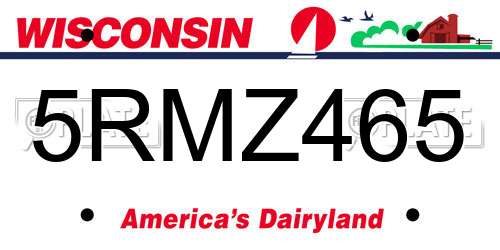 5RMZ465 Wisconsin License Plate