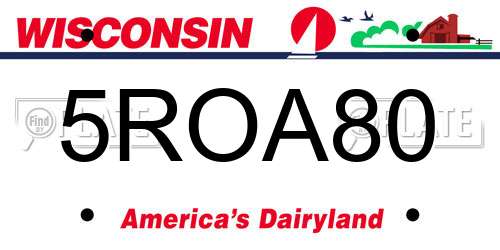 5ROA80 Wisconsin License Plate