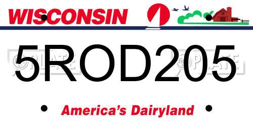 5ROD205 Wisconsin License Plate