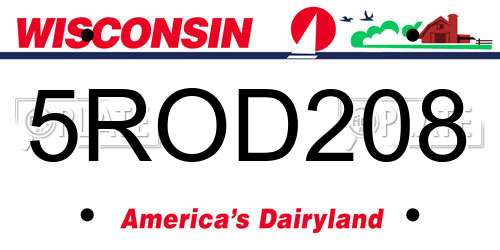 5ROD208 Wisconsin License Plate