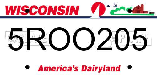 5ROO205 Wisconsin License Plate