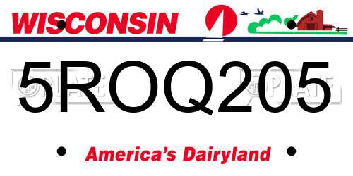 5ROQ205 Wisconsin License Plate