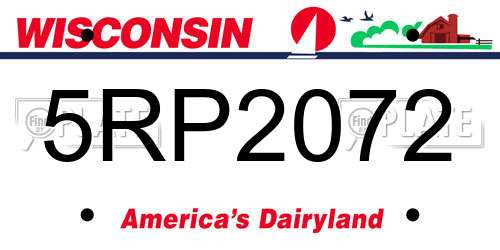 5RP2072 Wisconsin License Plate