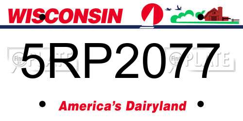 5RP2077 Wisconsin License Plate