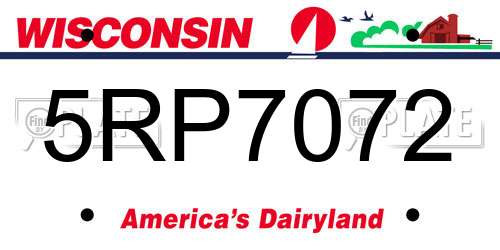 5RP7072 Wisconsin License Plate